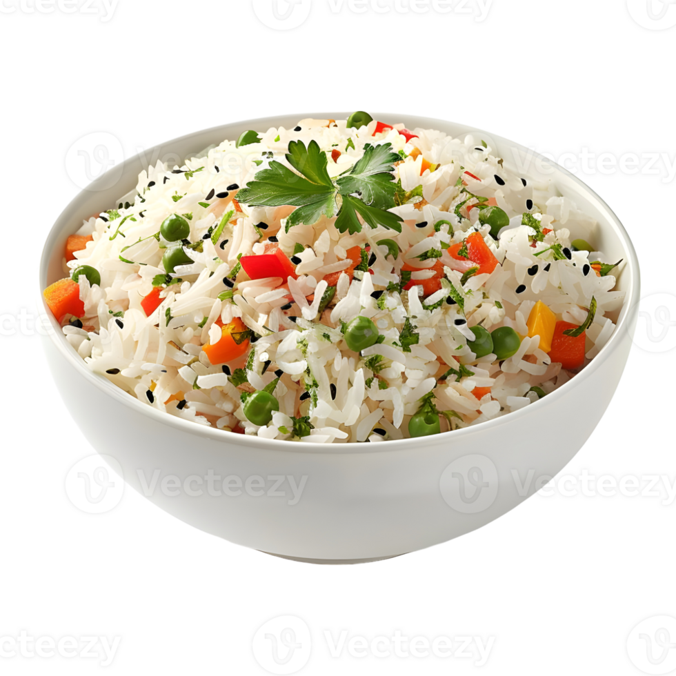 3D Rendering of a Basmati Chinese Rice in a Bowl on Transparent Background png