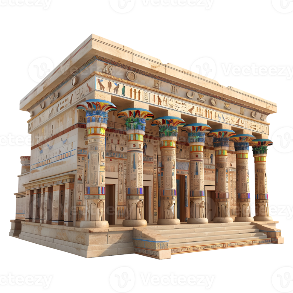 3D Rendering of a Ancient Egyptian Building on Transparent Background png