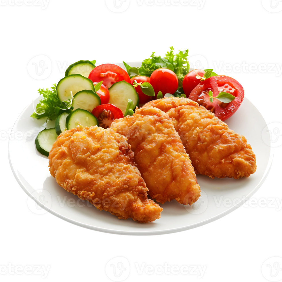 3D Rendering of a Fried Chicken Nuggets in a Plate on Transparent Background png