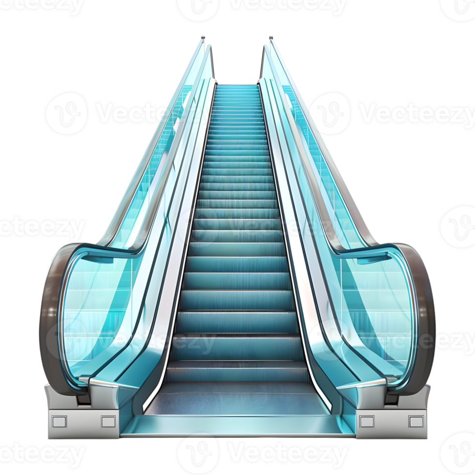 3D Rendering of a Shopping Mall Escalator on Transparent Background png
