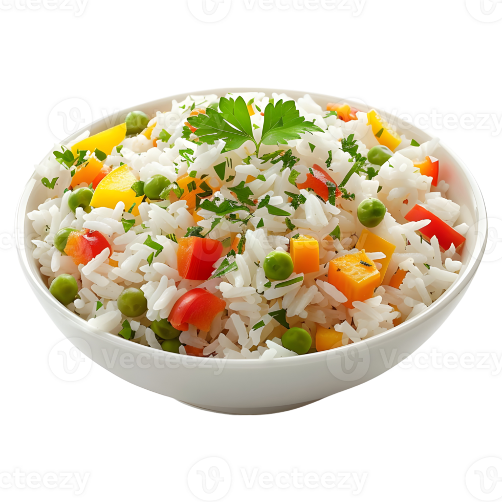 3D Rendering of a Basmati Chinese Rice in a Bowl on Transparent Background png