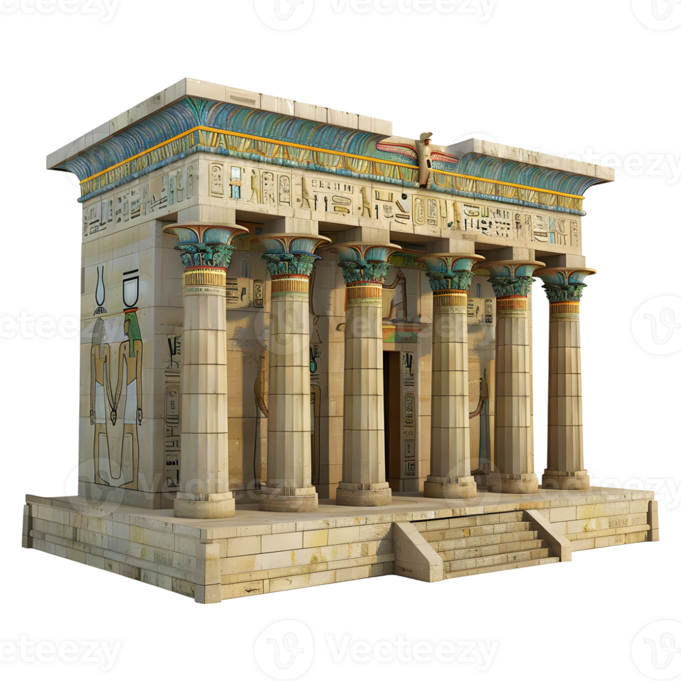 3D Rendering of a Ancient Egyptian Building on Transparent Background png