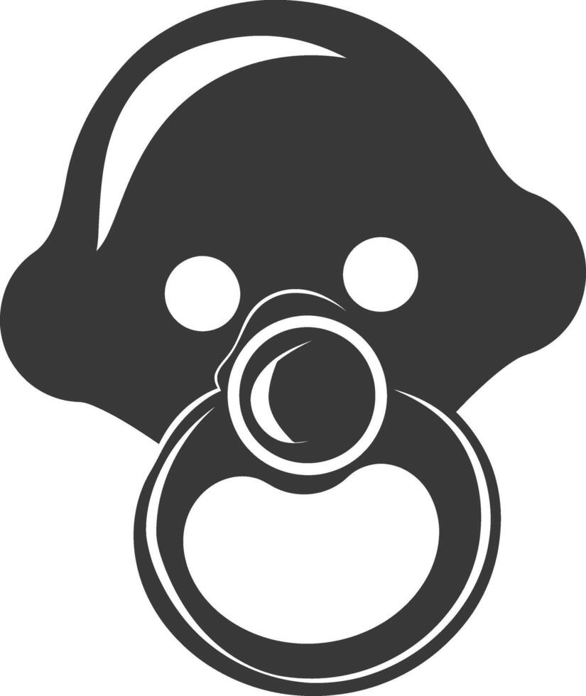 silhouette baby pacifier full black color only vector