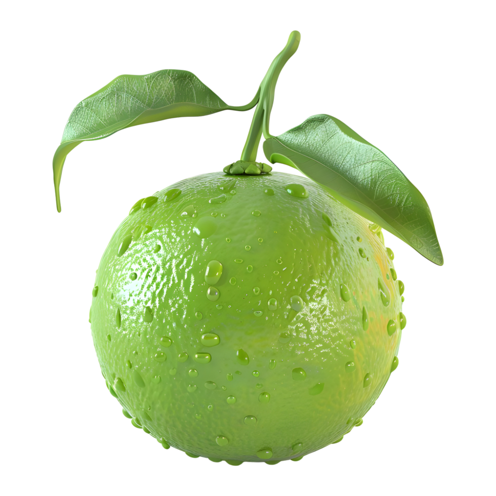 3D Rendering of a Green Oranges on Transparent Background png