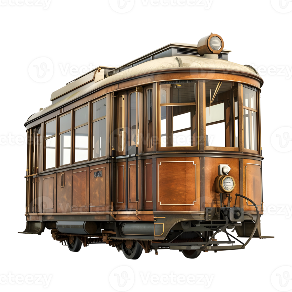 3D Rendering of a Historic Tram on Transparent Background png