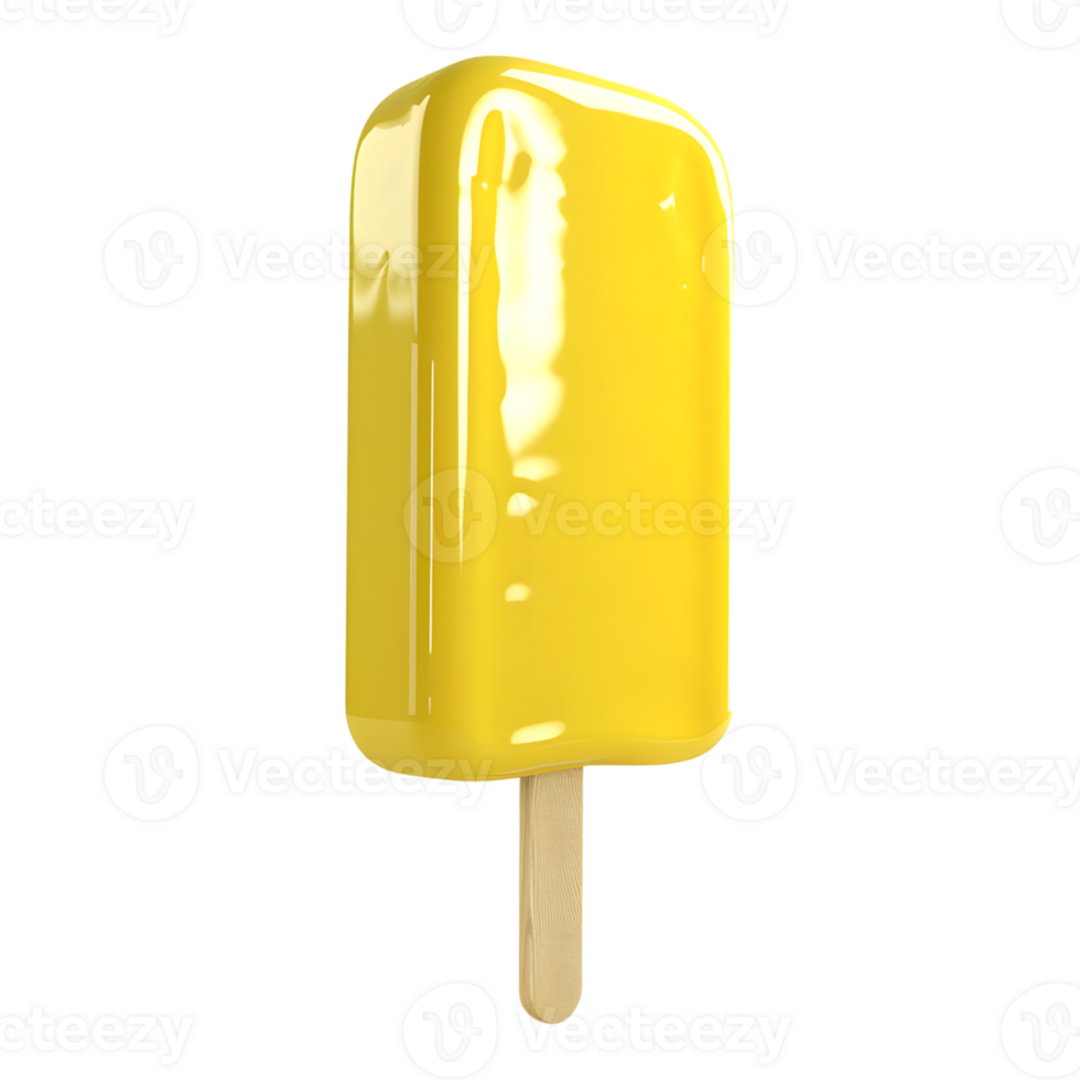 3D Rendering of a Yellow Ice Cream on Transparent Background png