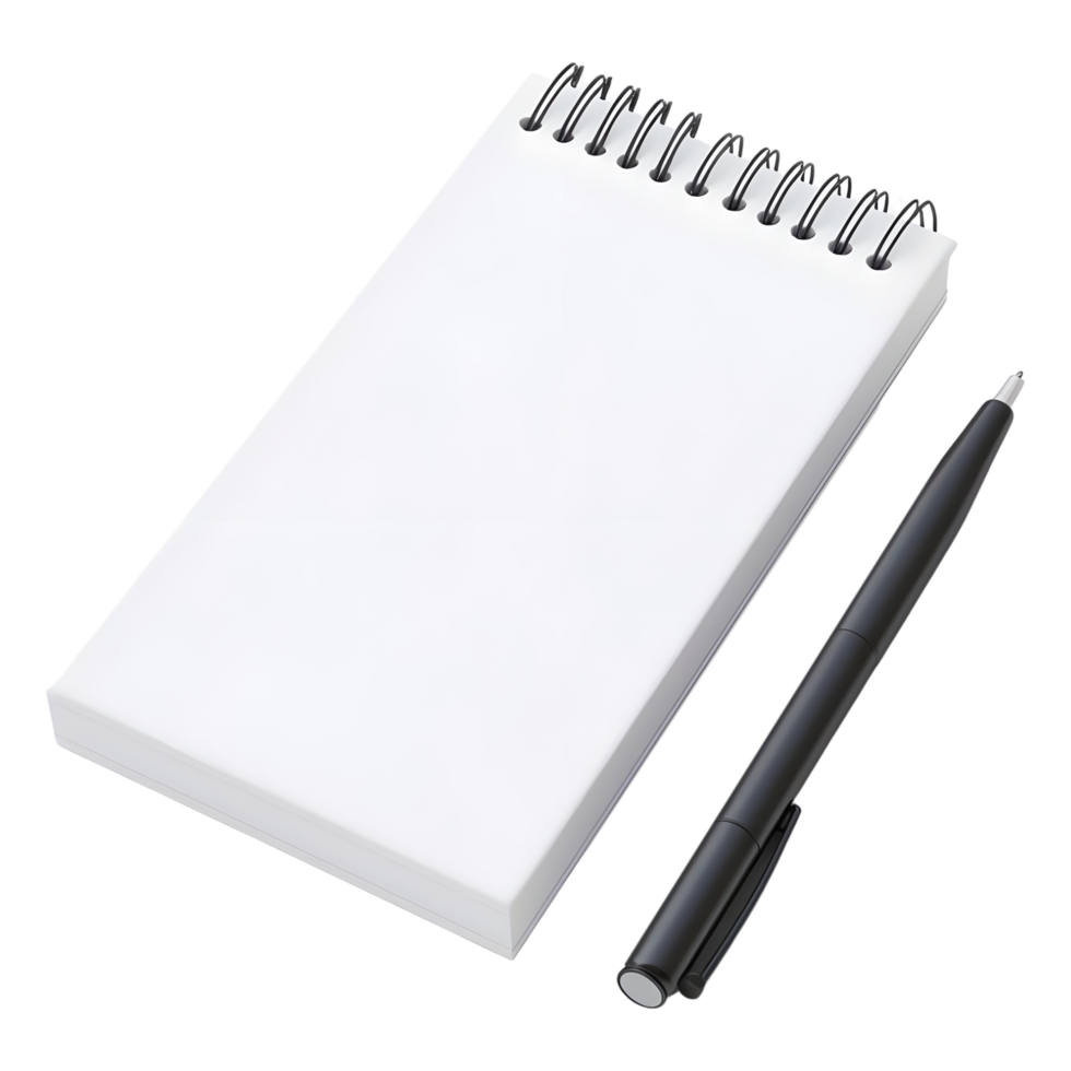 3D Rendering of a Notepad with Pen on Transparent Background png