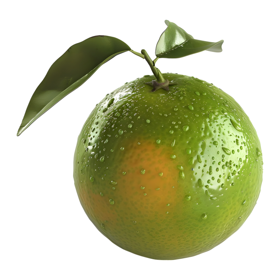 3D Rendering of a Green Oranges on Transparent Background png