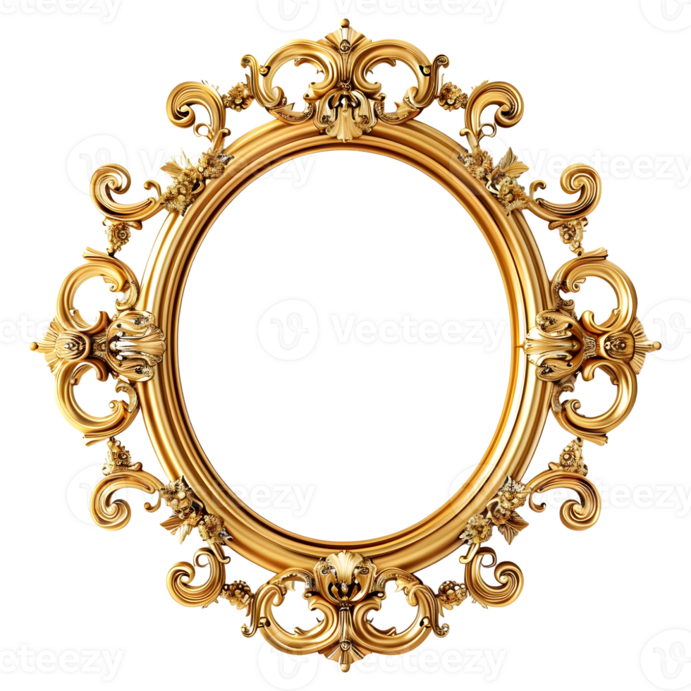 3D Rendering of a Golden Picture Frame on Transparent Background png