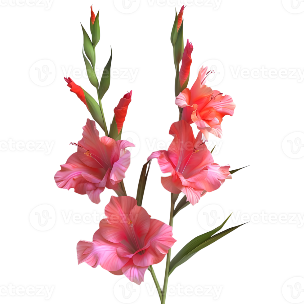 3D Rendering of a Gladiolus Flower on Transparent Background png
