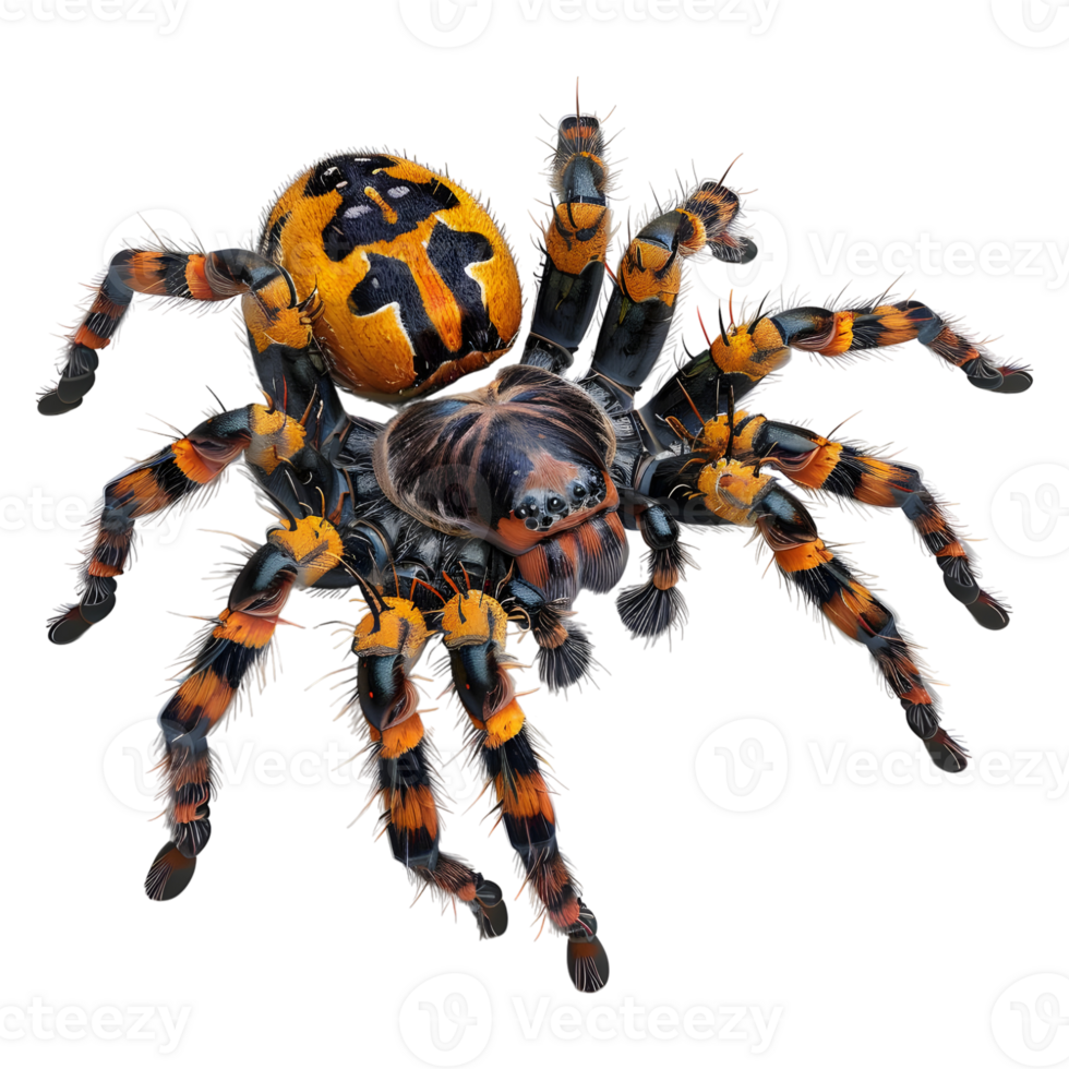 3D Rendering of a Mexican redknee tarantula spider on Transparent Background png