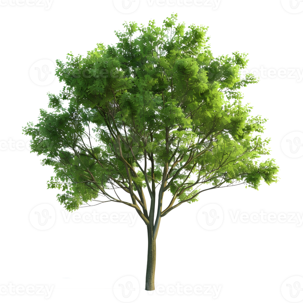 3D Rendering of a Green Tree on Transparent Background png