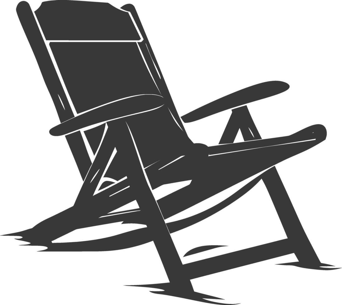 silhouette beach chair full black color only vector