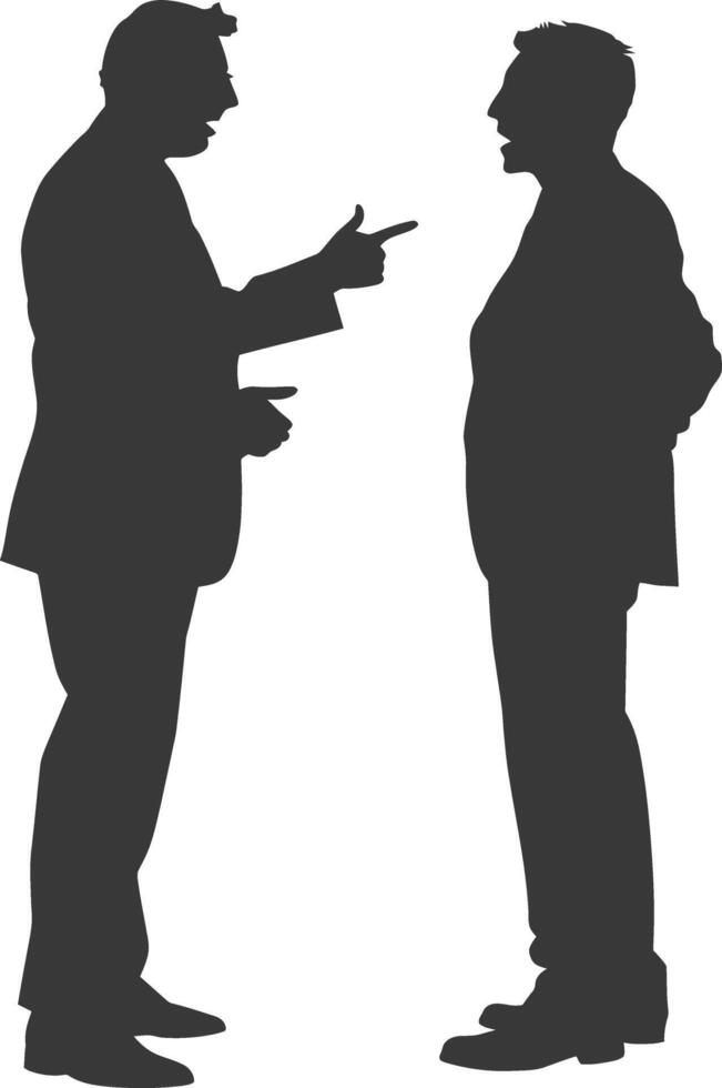 silhouette boss shouts at employee full body black color only vector