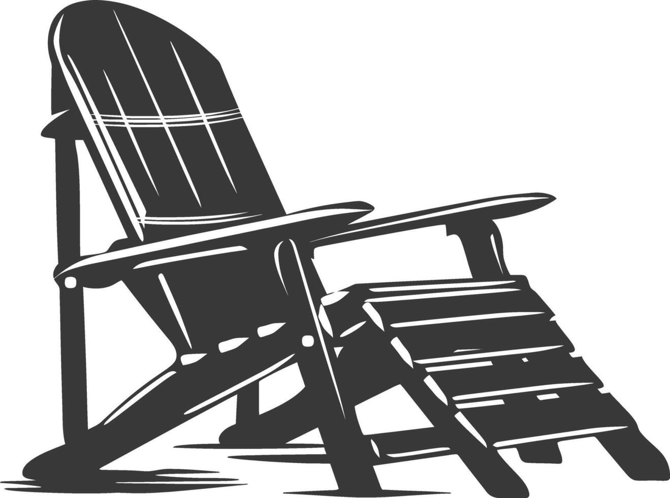 silhouette beach chair full black color only vector