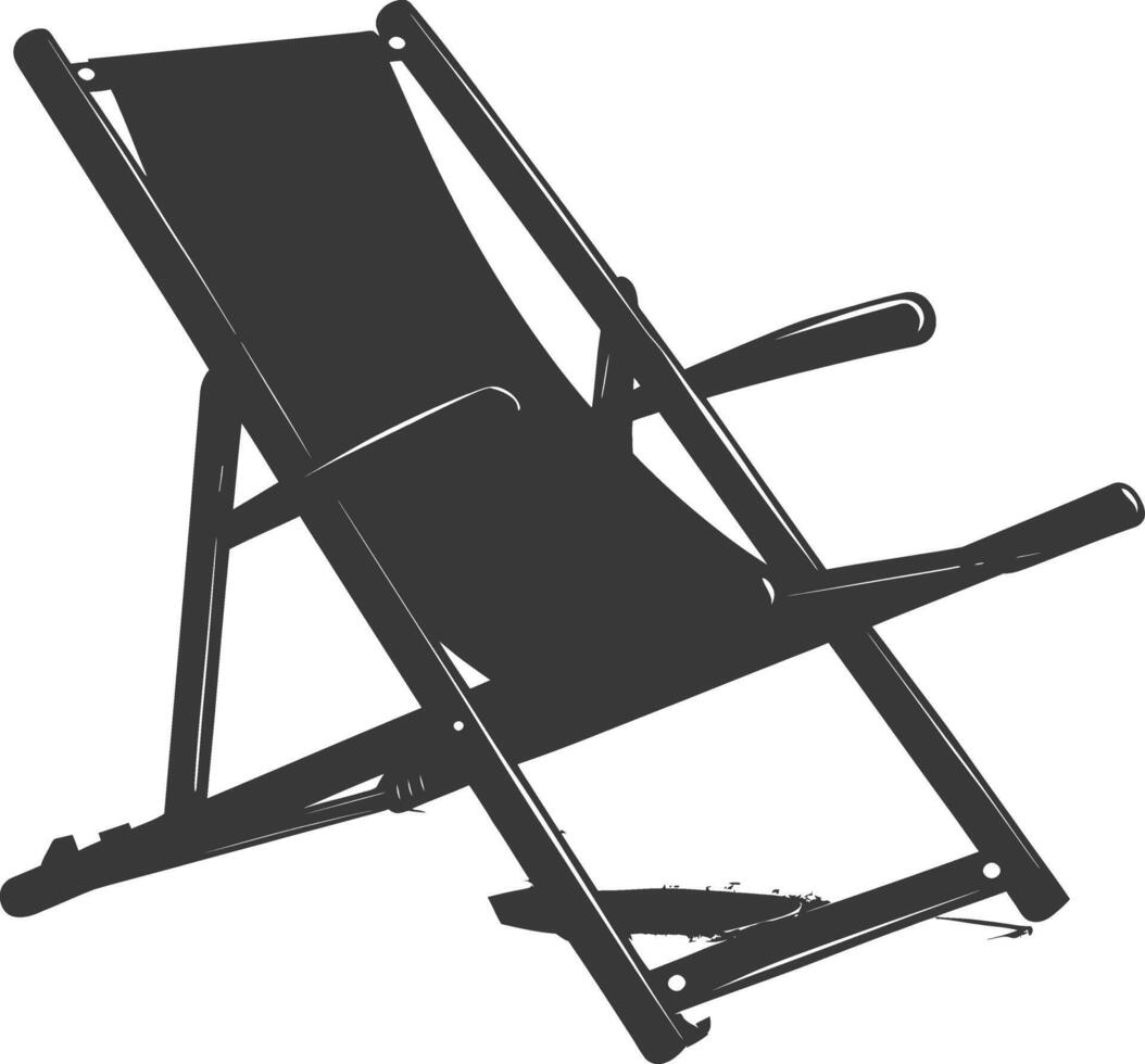 silhouette beach chair full black color only vector