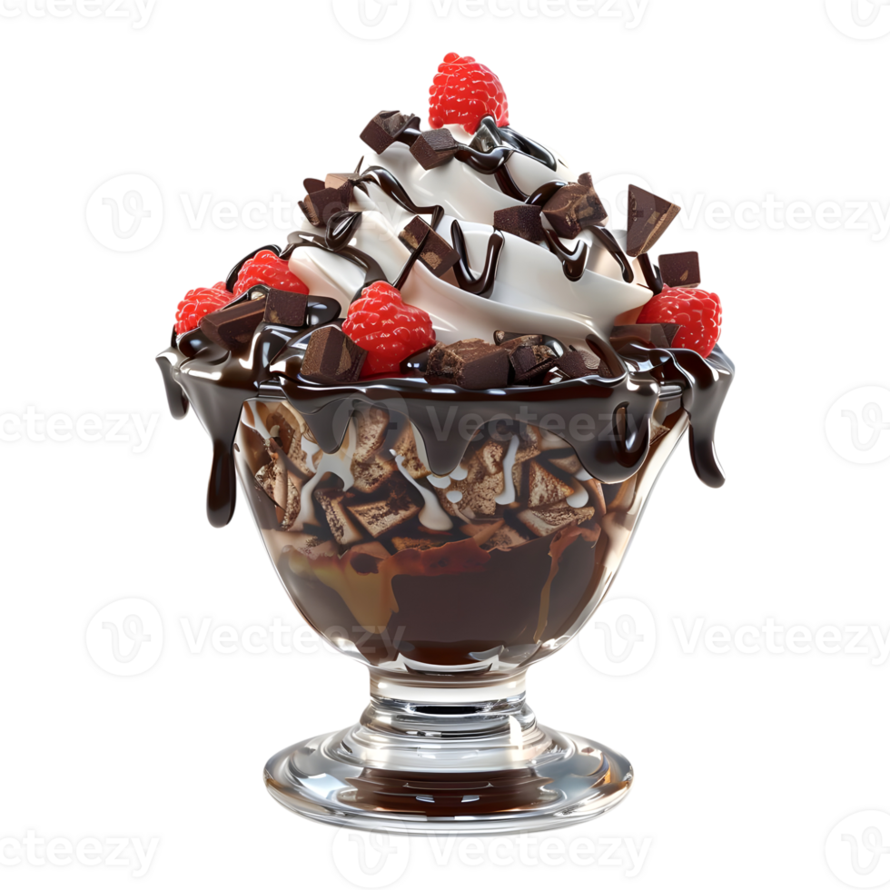 3D Rendering of a Ice Cream in Glass on Transparent Background png