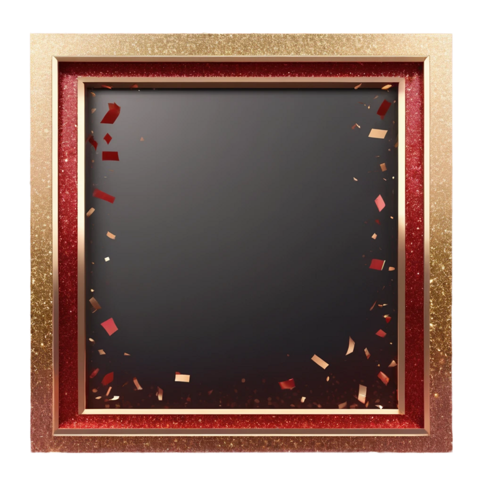 Abstract realistic modern frame red and golden Glitter png