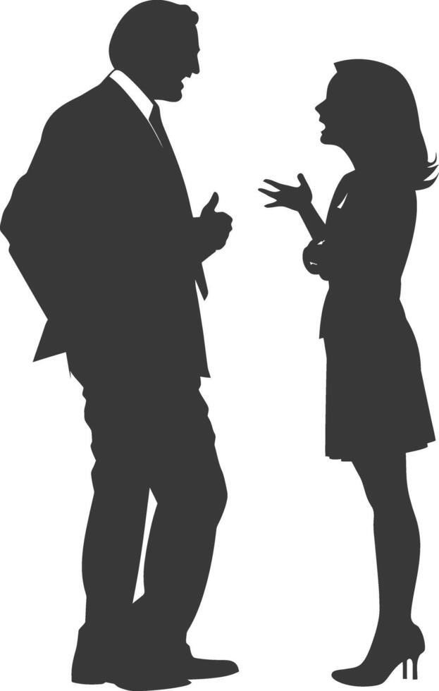 silhouette boss shouts at women employee full body black color only vector