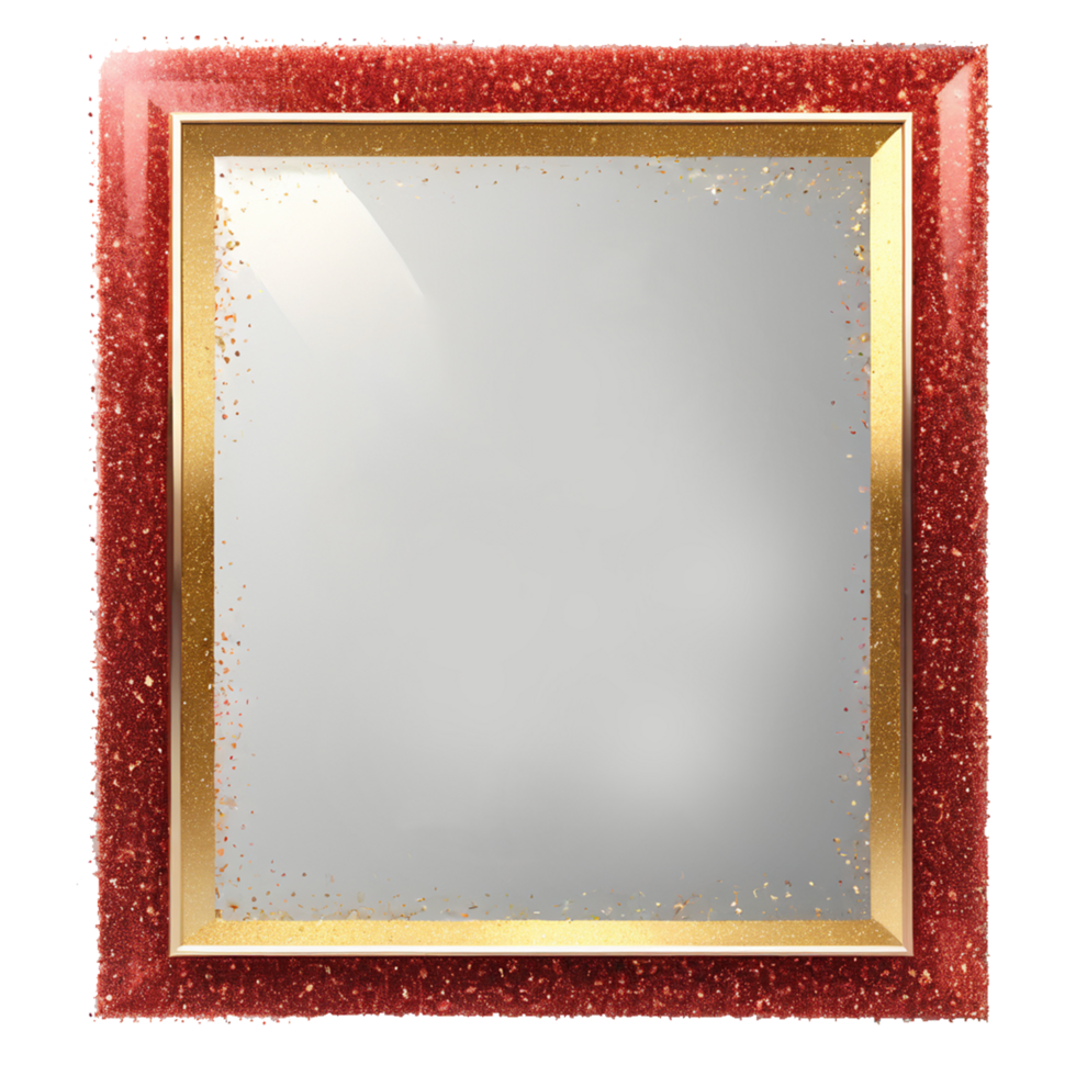 Abstract realistic modern frame red and golden Glitter png
