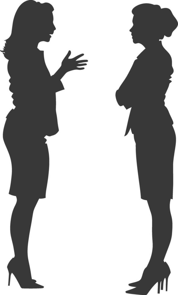 silhouette boss shouts at women employee full body black color only vector