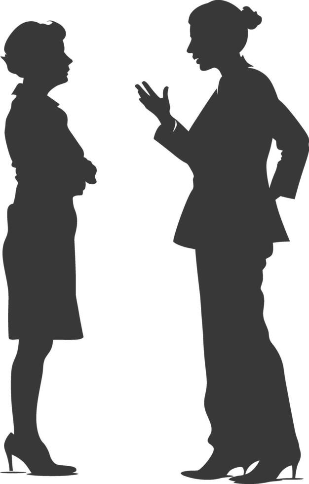 silhouette boss shouts at women employee full body black color only vector