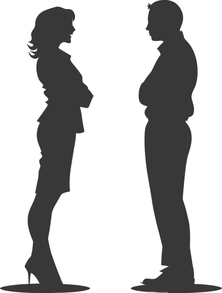silhouette boss shouts at women employee full body black color only vector