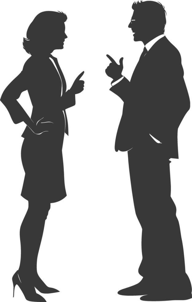 silhouette boss shouts at women employee full body black color only vector