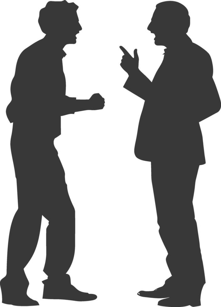 silhouette boss shouts at employee full body black color only vector