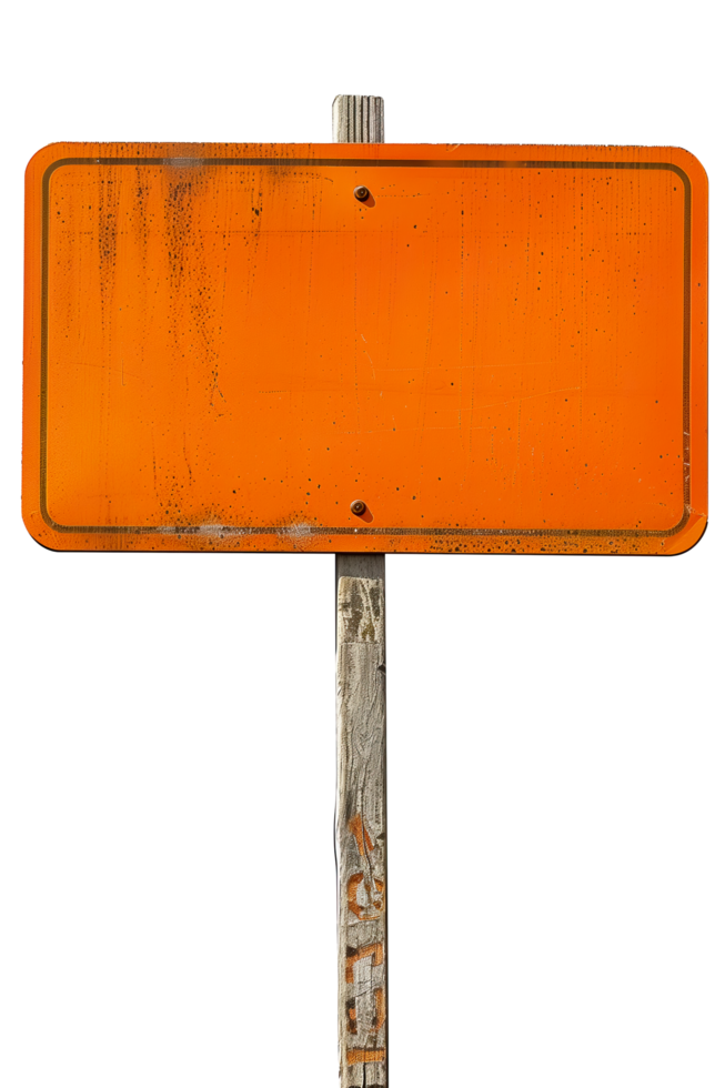 Orange rectangle road sign cut out image png
