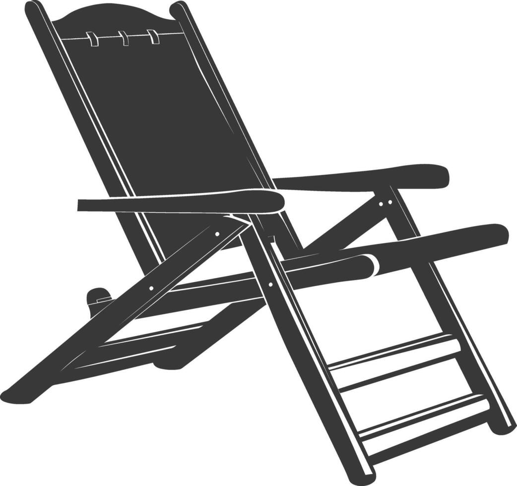 silhouette beach chair full black color only vector