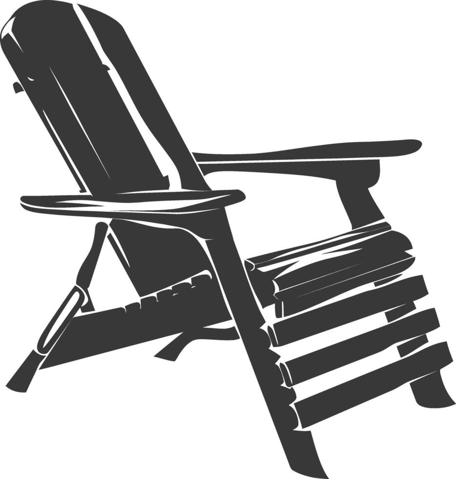 silhouette beach chair full black color only vector