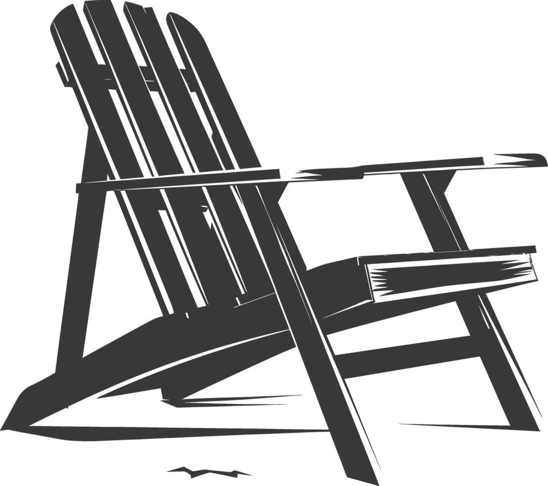 silhouette beach chair full black color only vector