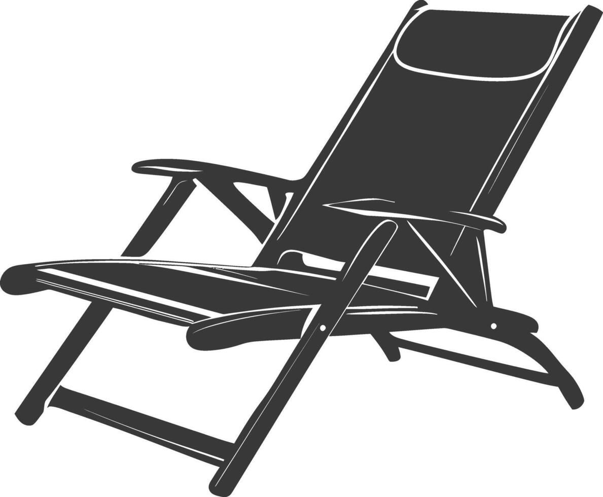 silhouette beach chair full black color only vector