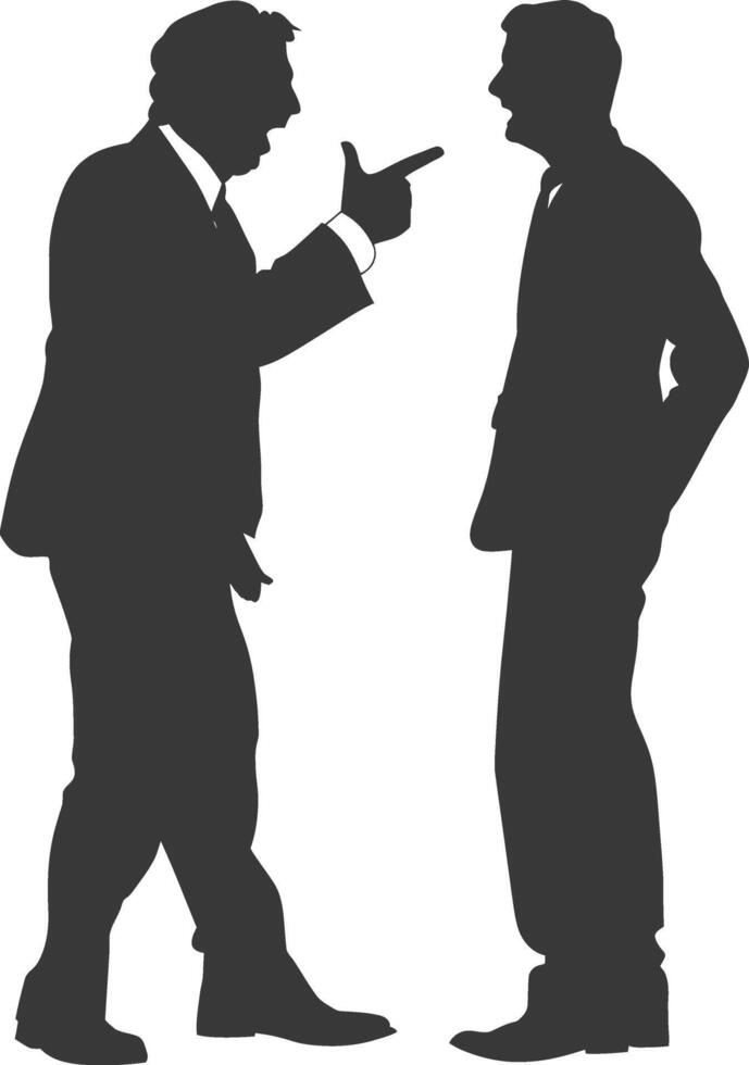silhouette boss shouts at employee full body black color only vector