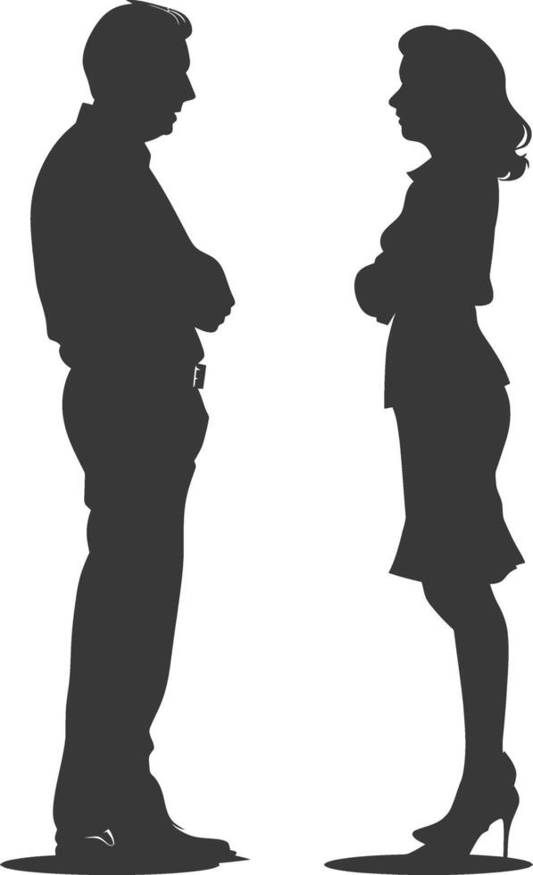 silhouette boss shouts at women employee full body black color only vector