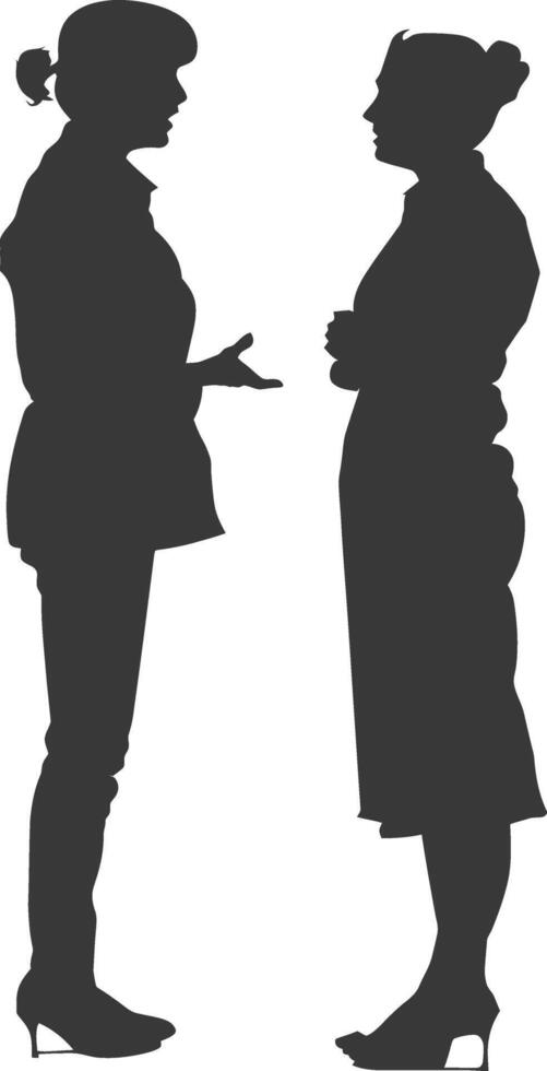 silhouette boss shouts at women employee full body black color only vector