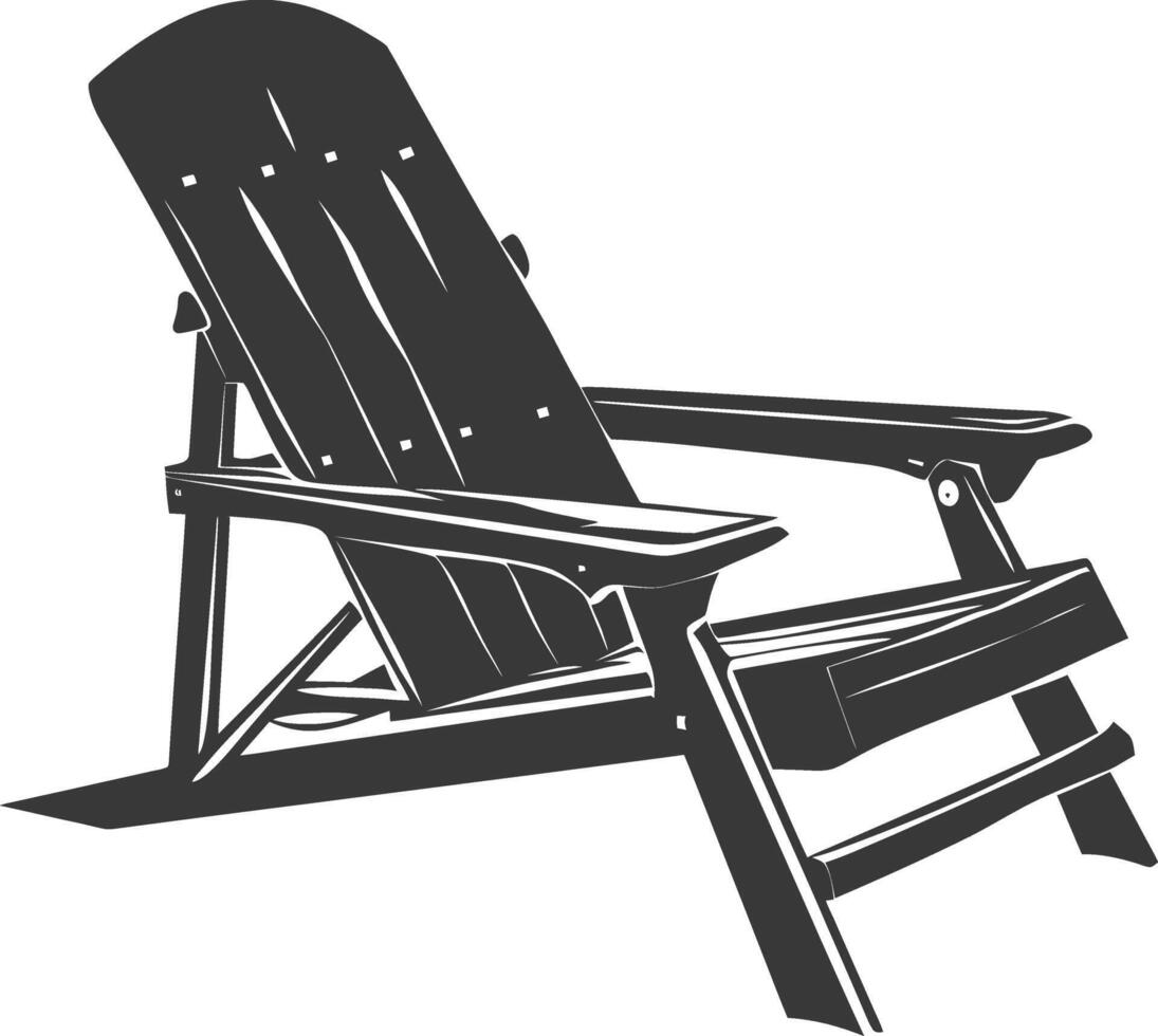 silhouette beach chair full black color only vector