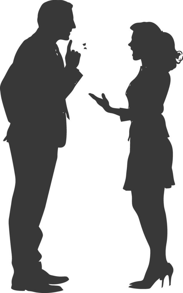 silhouette boss shouts at women employee full body black color only vector