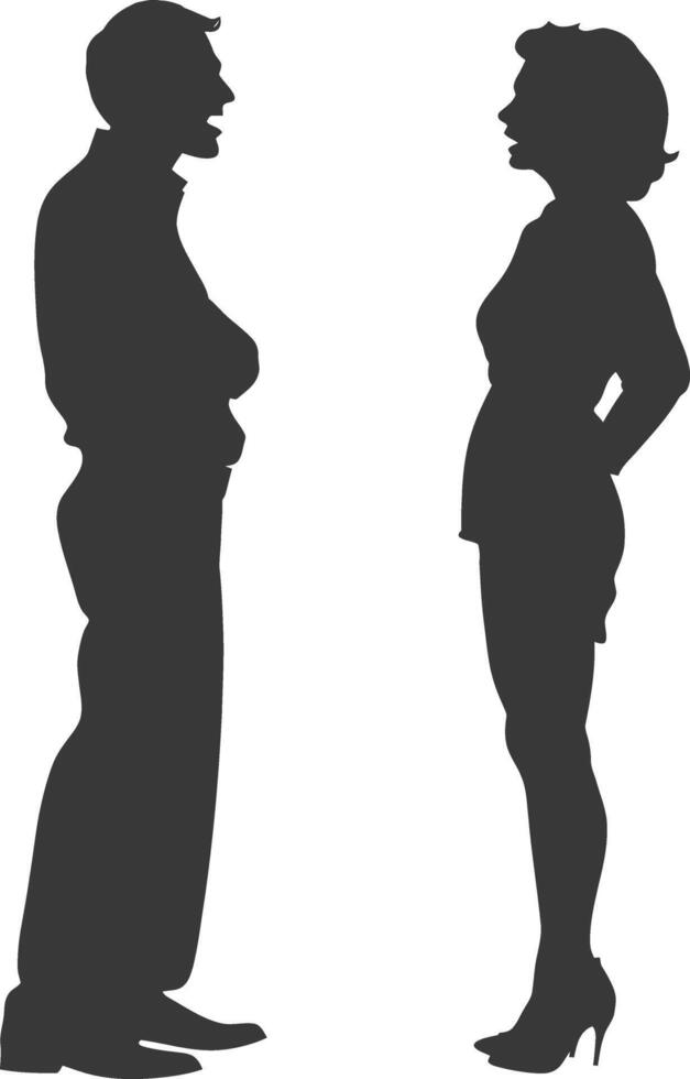silhouette boss shouts at women employee full body black color only vector