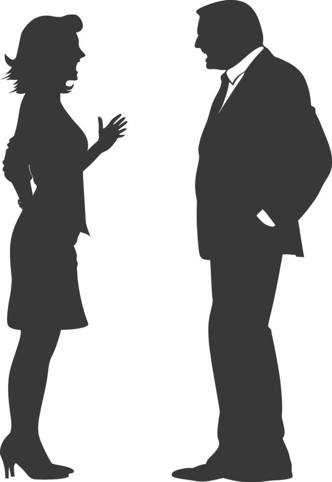 silhouette boss shouts at women employee full body black color only vector