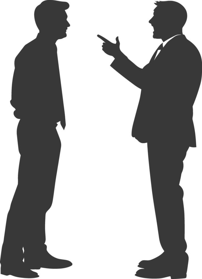 silhouette boss shouts at employee full body black color only vector