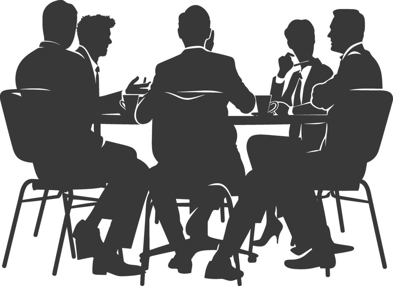 silhouette business people meeting brainstorming full body black color only vector