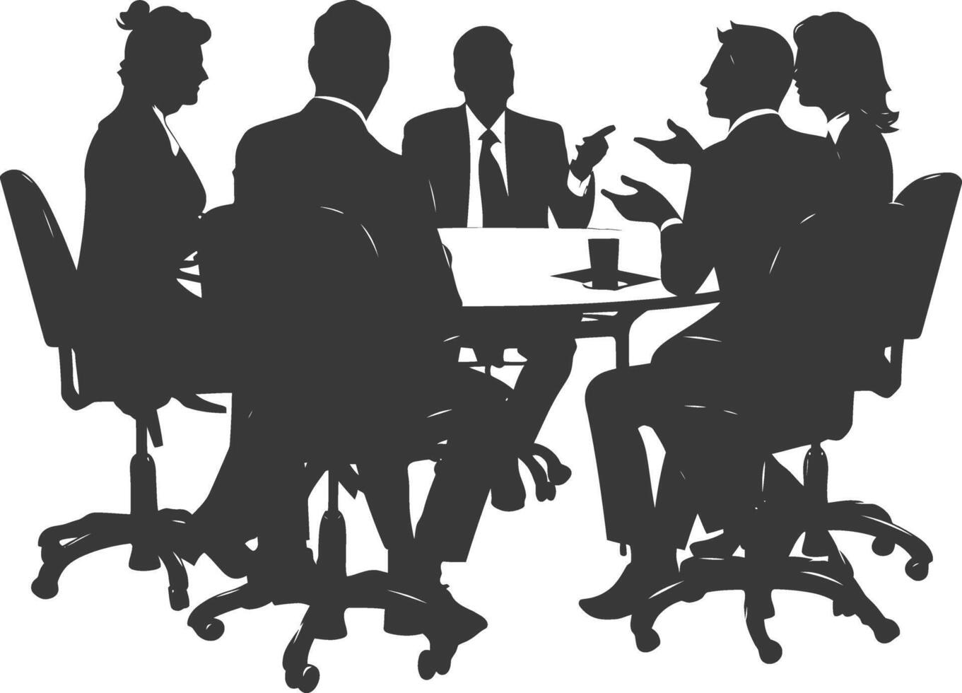 silhouette business people meeting brainstorming full body black color only vector