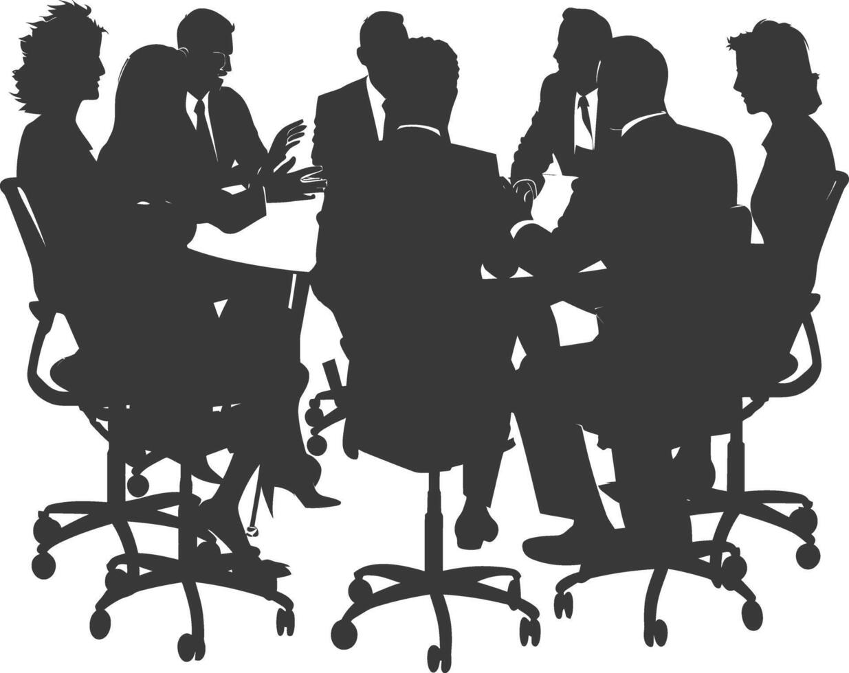 silhouette business people meeting brainstorming full body black color only vector