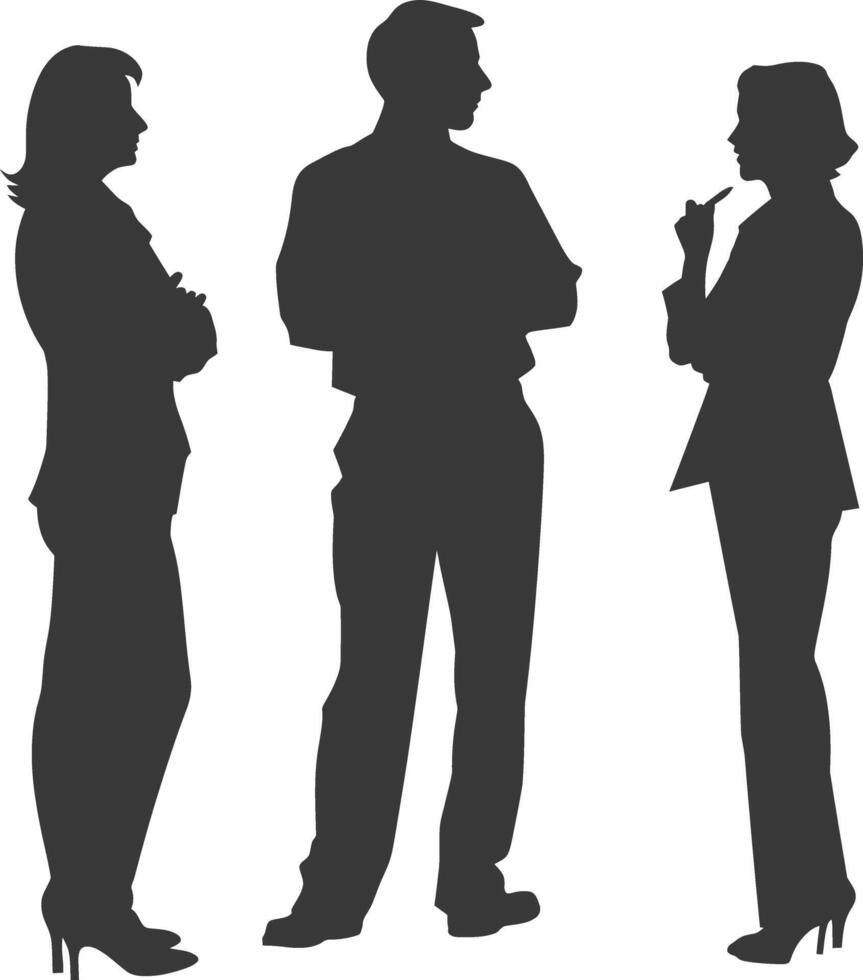 silhouette business people meeting brainstorming full body black color only vector