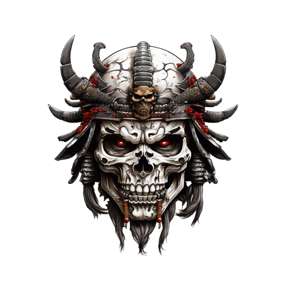 illustration of a demon samurai head png