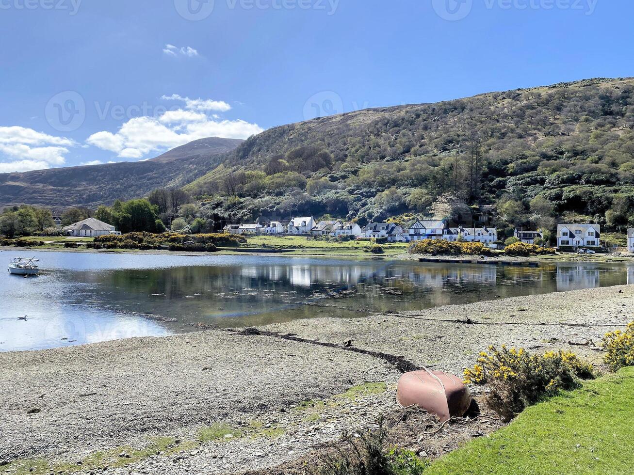 A view of the Isle of Arran in Scotland on a sunny day photo