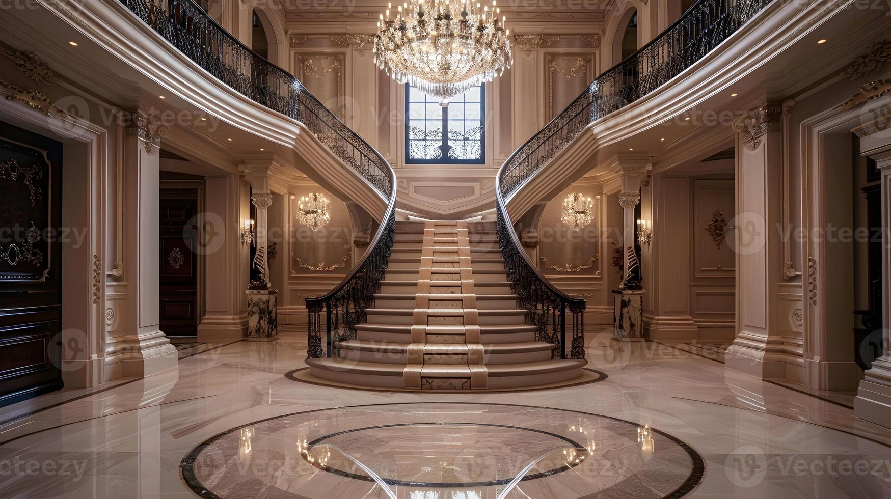 Luxurious and Ornate Staircase in Majestic Baroque-Style Mansion photo