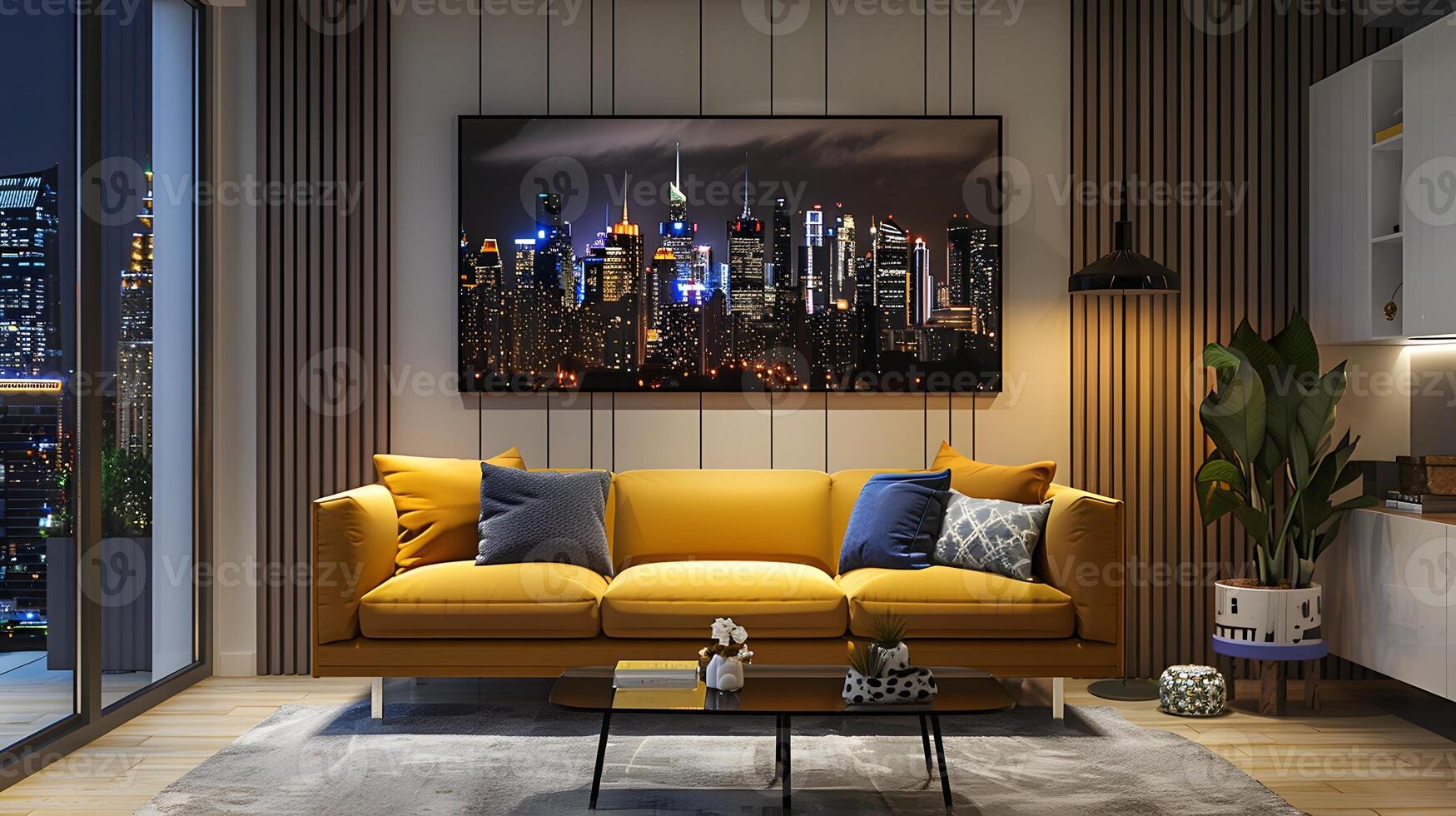 Captivating Nighttime Skyline of a Vibrant and Bustling Urban Metropolis photo